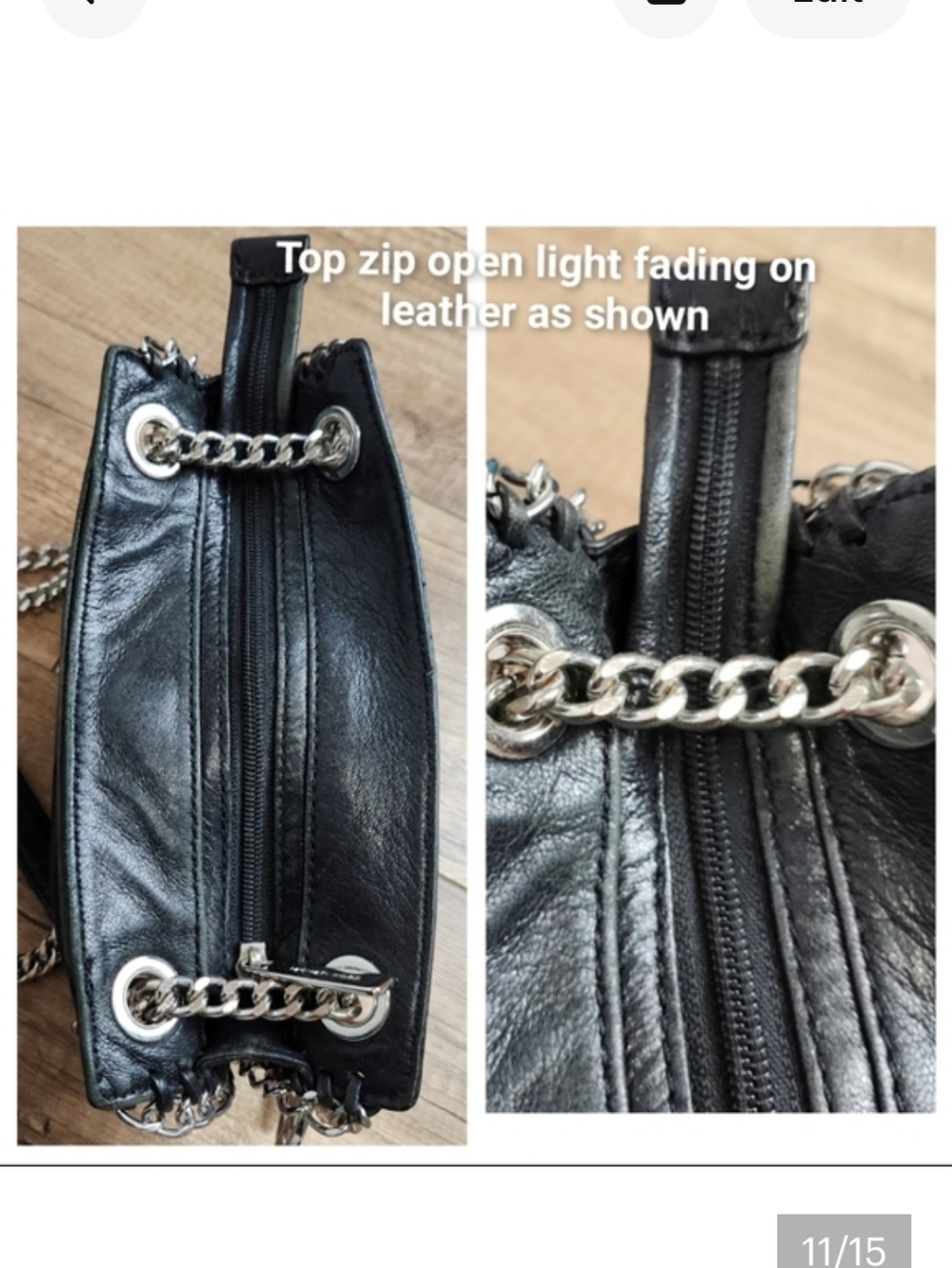 Michael Kors AQ-1211 Chelsea Black Leather Chain Messenger Crossbody HandBag - Picture 11 of 15